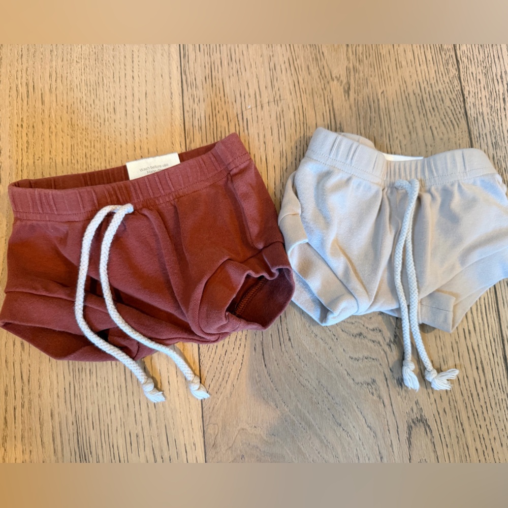 Kids Cozy Drawstring Shorts — Rust and Light Gray